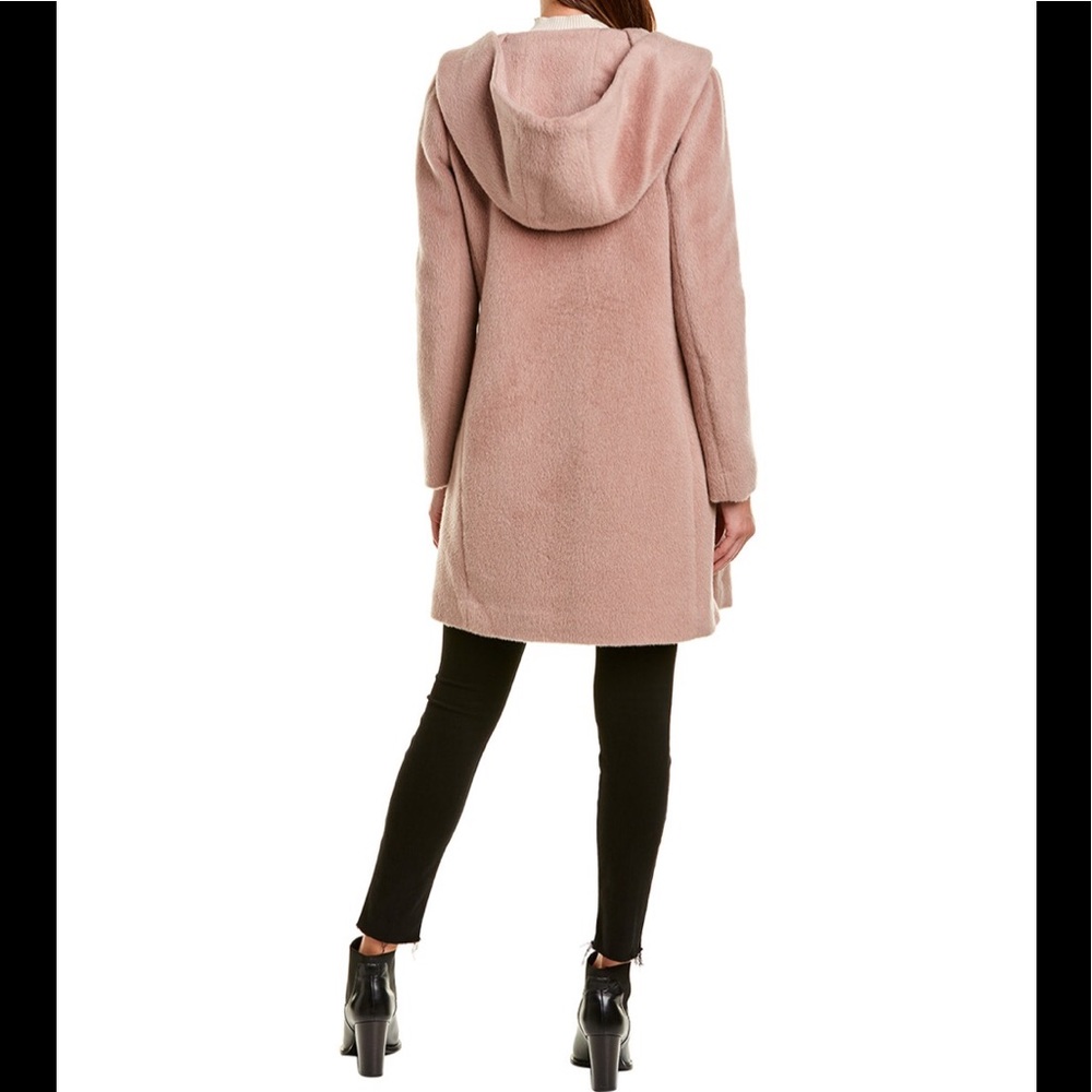 COLE HAAN Wool Alpaca Blush Pink Asymmetric Hooded Coat 10 NWT SRP $580 - Picture 5 of 15